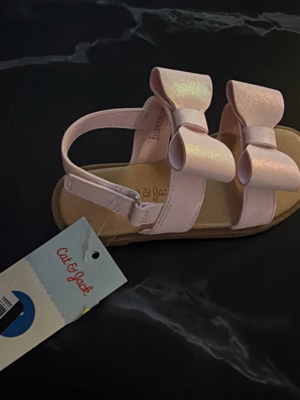 Cat & Jack Shimmery Light Pink Bow Sandals for Kids